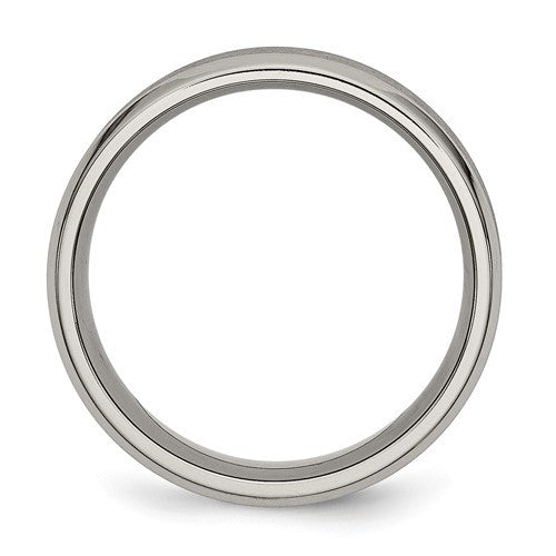 Titanium Brushed and Polished Concave 8mm Beveled Edge Band