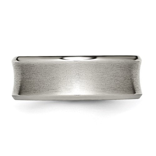 Titanium Brushed and Polished Concave 8mm Beveled Edge Band