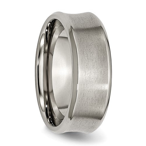 Titanium Brushed and Polished Concave 8mm Beveled Edge Band