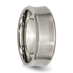 Titanium Brushed and Polished Concave 8mm Beveled Edge Band