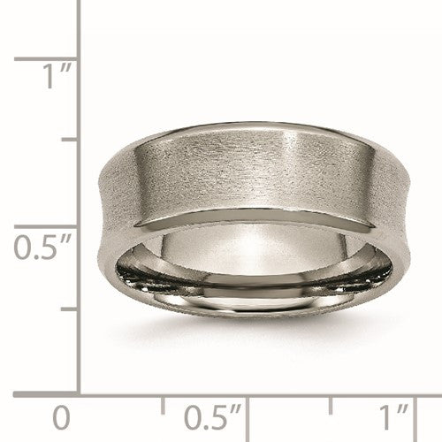 Titanium Brushed and Polished Concave 8mm Beveled Edge Band