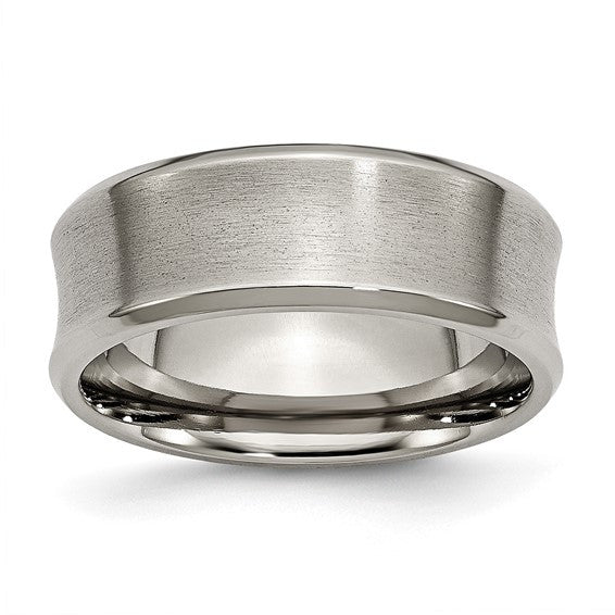 Titanium Brushed and Polished Concave 8mm Beveled Edge Band