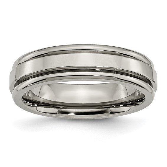 Titanium Polished 6mm Grooved Edge Band