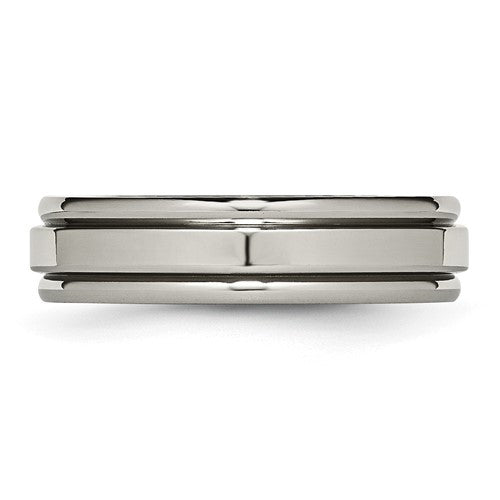Titanium Polished 6mm Grooved Edge Band