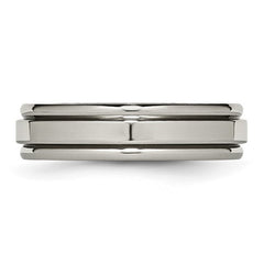 Titanium Polished 6mm Grooved Edge Band