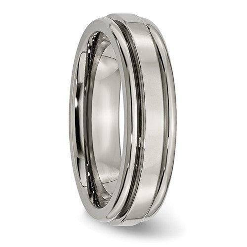 Titanium Polished 6mm Grooved Edge Band