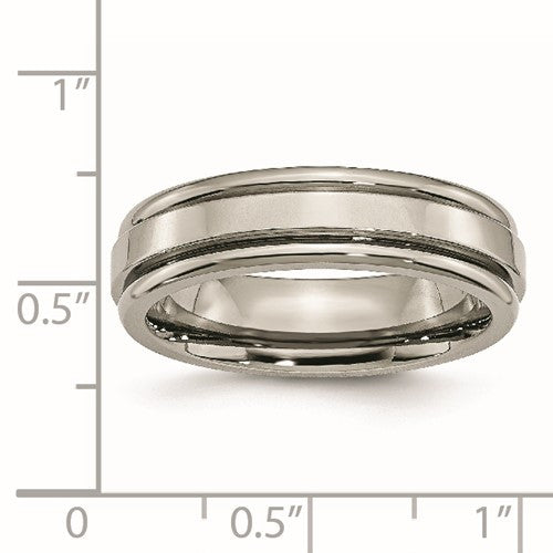Titanium Polished 6mm Grooved Edge Band