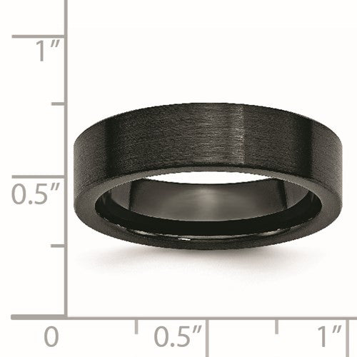 Black Ceramic Flat 6mm Brushed Band