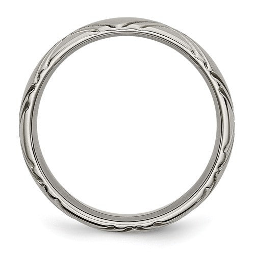 Titanium Brushed and Polished 6mm Criss-cross Design Band