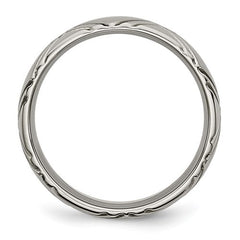 Titanium Brushed and Polished 6mm Criss-cross Design Band