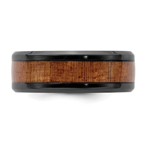 Black Zirconium with Sapele Wood Inlay 8mm Band