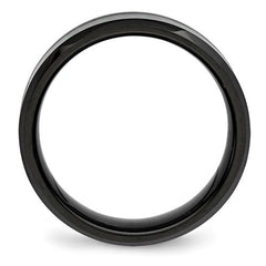 Black Ceramic with Green Carbon Fiber Inlay Beveled Edge Ring