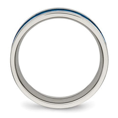 Stainless Steel Blue IP-plated Checkered Design 7mm Band