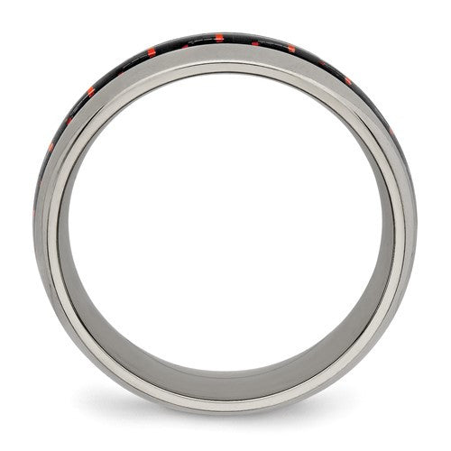Titanium with Black and Red Carbon Fiber Inlay 8mm Band