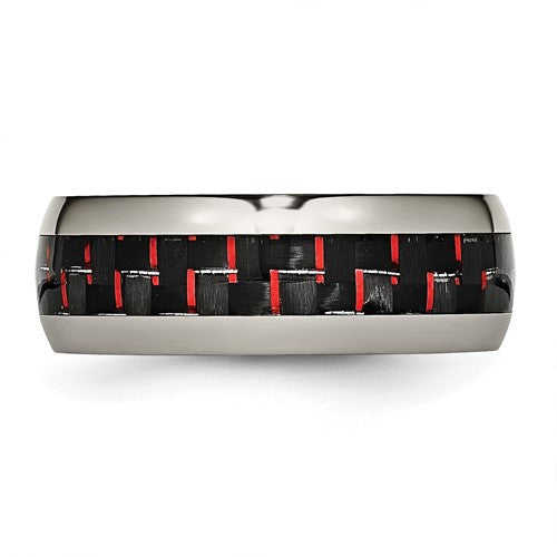 Titanium with Black and Red Carbon Fiber Inlay 8mm Band