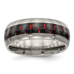 Titanium with Black and Red Carbon Fiber Inlay 8mm Band