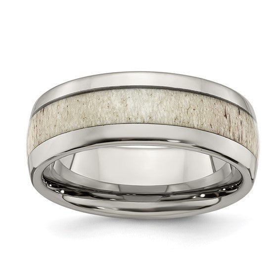 Stainless Steel with Antler Inlay 8mm Band