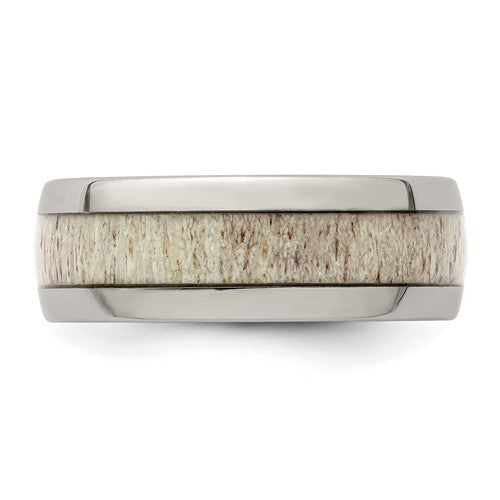 Stainless Steel with Antler Inlay 8mm Band