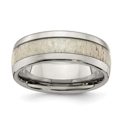 Stainless Steel with Antler Inlay 8mm Band