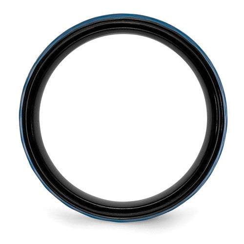 Stainless Steel and Black and Blue IP-plated 8mm Band