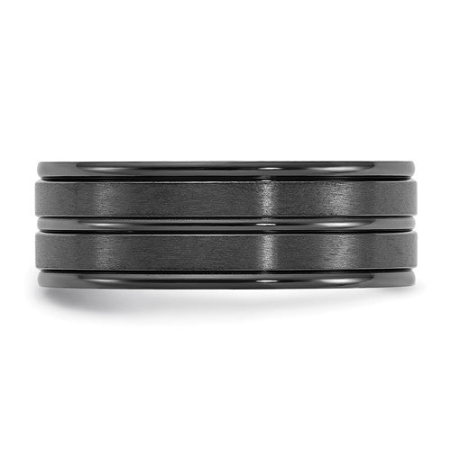 Titanium Black IP-plated Brushed and Polished 8mm Band