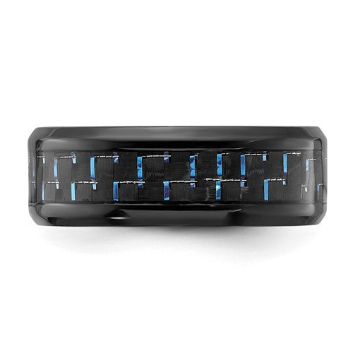 Black Titanium with Black and Blue Carbon Fiber Inlay 8mm Band