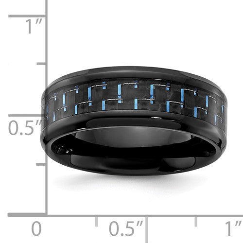Black Titanium with Black and Blue Carbon Fiber Inlay 8mm Band