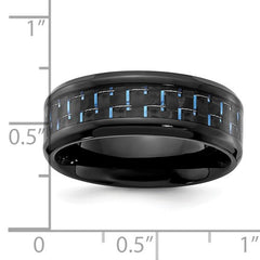 Black Titanium with Black and Blue Carbon Fiber Inlay 8mm Band