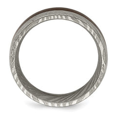 Damascus Steel with Ebony Wood Inlay 8mm Band