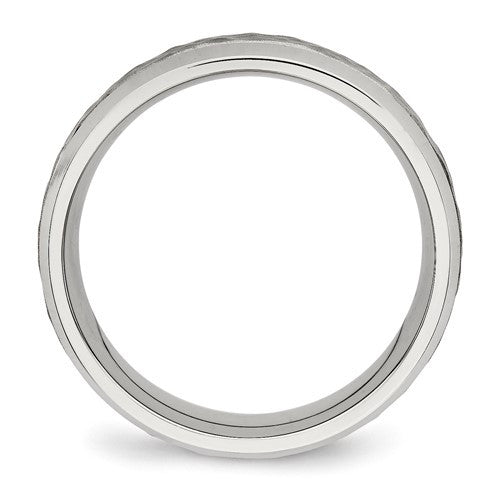 Stainless Steel Brushed Polished and Hammered 7.5mm Band