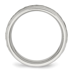 Stainless Steel Brushed Polished and Hammered 7.5mm Band