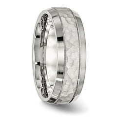 Stainless Steel Brushed Polished and Hammered 7.5mm Band