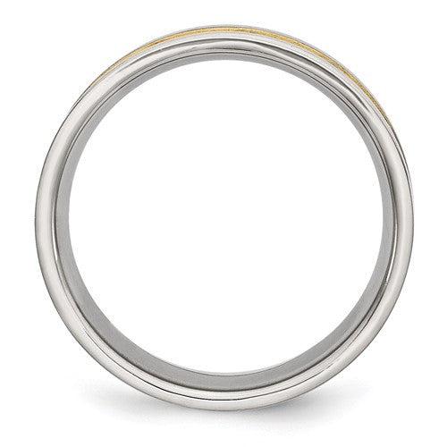 Stainless Steel Yellow IP-plated 8mm Grooved Band