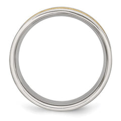 Stainless Steel Yellow IP-plated 8mm Grooved Band