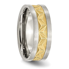 Stainless Steel Yellow IP-plated 8mm Grooved Band