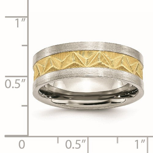 Stainless Steel Yellow IP-plated 8mm Grooved Band
