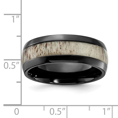 Black Zirconium with White Antler Inlay 8.00mm Band