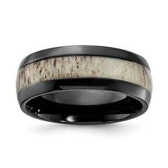Black Zirconium with White Antler Inlay 8.00mm Band