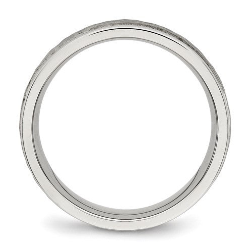 Stainless Steel Polished and Hammered 6mm Grooved Band