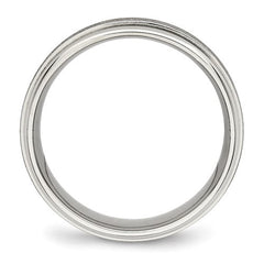 Stainless Steel Brushed and Polished 7mm Ridged Edge Band