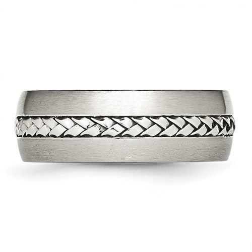 Stainless Steel Brushed and Polished Braided 8mm Band