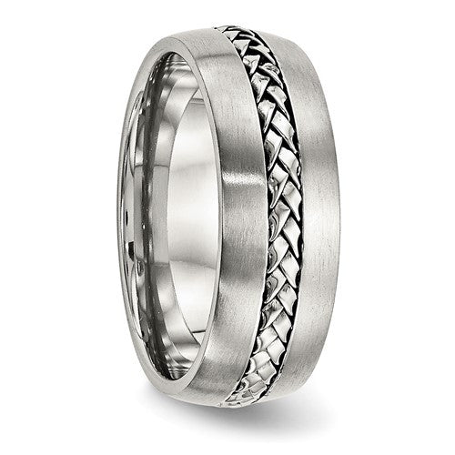 Stainless Steel Brushed and Polished Braided 8mm Band
