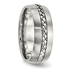 Stainless Steel Brushed and Polished Braided 8mm Band