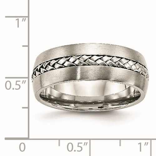Stainless Steel Brushed and Polished Braided 8mm Band
