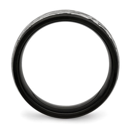 Stainless Steel Brushed Black IP-plated 8mm Grooved Band