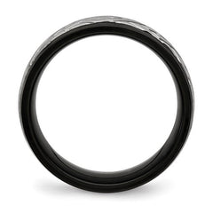 Stainless Steel Brushed Black IP-plated 8mm Grooved Band