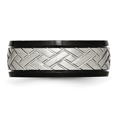 Stainless Steel Brushed Black IP-plated 8mm Grooved Band