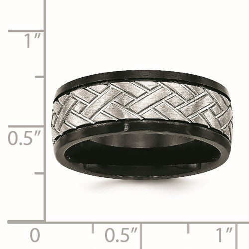 Stainless Steel Brushed Black IP-plated 8mm Grooved Band