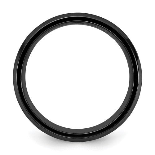 Black Zirconium Polished with Blue Imitation Opal Inlay 8mm Band