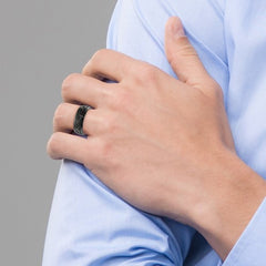 Stainless Steel Black IP-plated Brushed Center 8mm Band